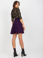 Hurt Czarno-ciemnofioletowa sukienka koktajlowa z paskiem 