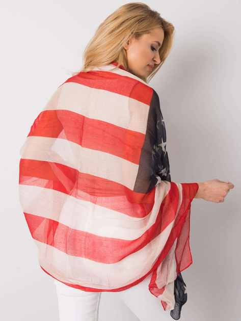 Czerwono-beżowa chusta z printem