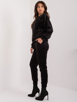 Hurt Czarny komplet welurowy z kokardą na bluzie 