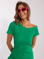 Hurt Zielona dopasowana sukienka basic w prążek