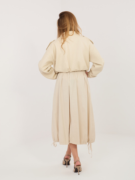 Beżowa sztruksowa spódnica ze ściągaczami RUE PARIS