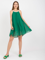Dunkelgrünes, luftiges Kleid in Einheitsgröße mit Mini-Länge.