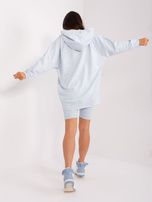 Wholesale Light Blue Two-Piece Set with a Hoodie