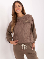 Jasnobrązowy casualowy komplet z odpinaną broszką