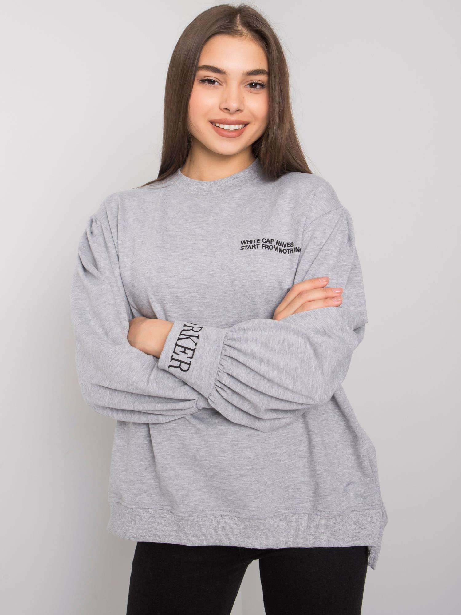 Graue Melange-Sweatshirt ohne Kapuze Laylin.