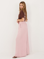 Jasnoróżowe muślinowe spodnie palazzo
