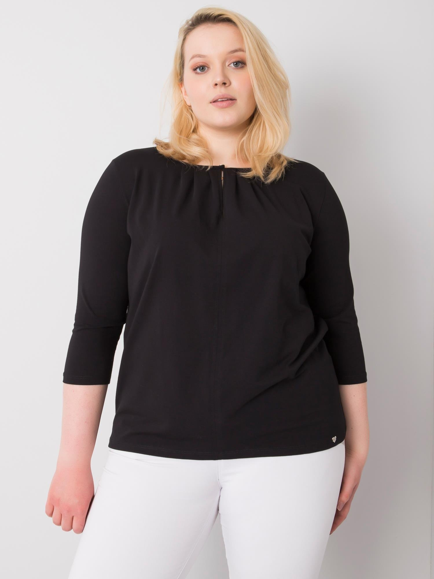 Schwarze Bluse in Übergröße aus Baumwolle Jodie.