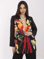 Czarna damska marynarka z kolorowym nadrukiem