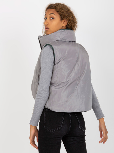 Hurtownia online Ciemnozielona pikowana kamizelka puchowa