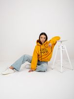 Hurtownia Ciemnożółta ocieplana dresowa bluza z kapturem Debby