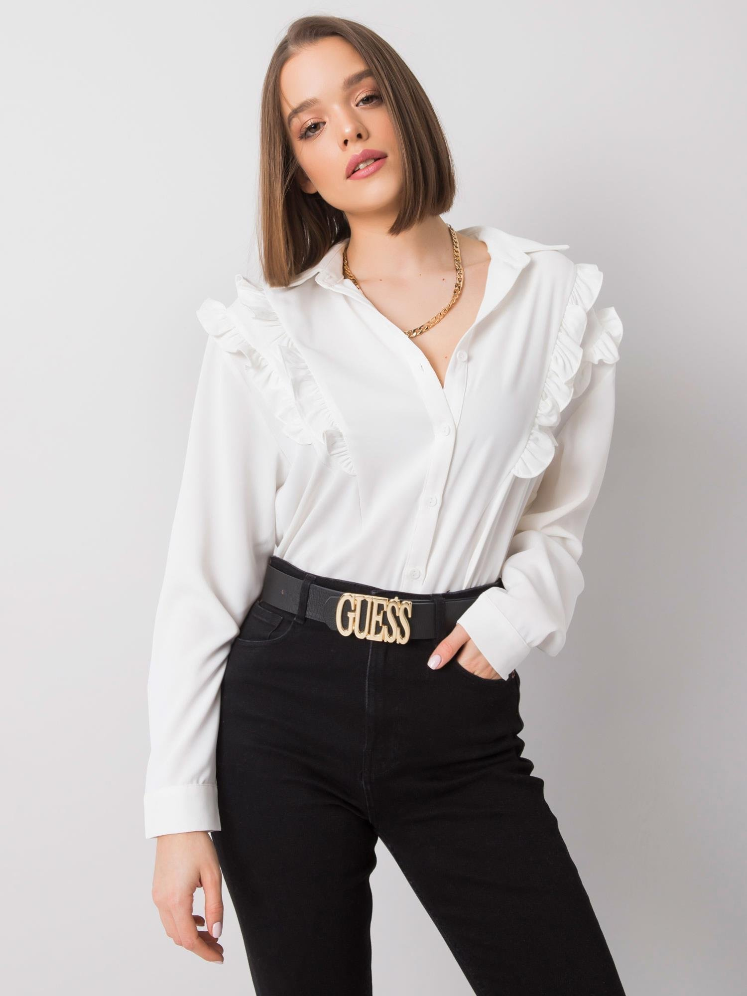 Ecru-Bluse mit Rüschen Layla OCH BELLA.