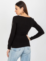 Hurt Czarna prążkowana bluzka z zatrzaskami OCH BELLA