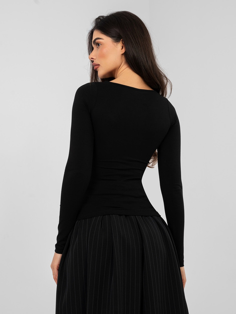 Czarna bluzka basic z kwadratowym dekoltem RUE PARIS