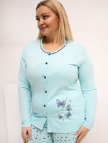 Miętowa dwuczęściowa piżama plus size ze spodniami