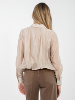 Beżowa elegancka bluzka z kołnierzykiem 