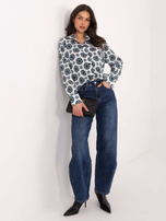 Jasnoszaro-miętowa damska koszula z dłuższym tyłem