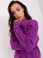 Purple sweater with braid weave