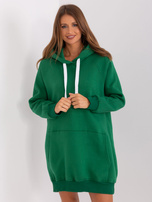 Hurt Ciemnozielona ocieplana bluza kangurka z kapturem