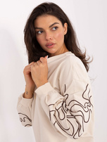 Jasnobeżowa damska bluza ze ściągaczem 