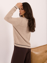 Beżowy damski sweter polo w stylu college