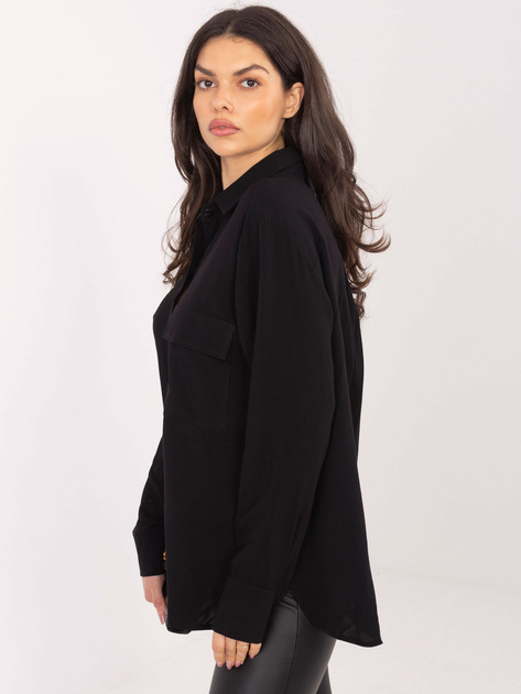 Czarna damska koszula oversize z kieszenią