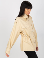 Hurt Jasnobeżowa bawełniana kurtka przejściowa ze ściągaczami