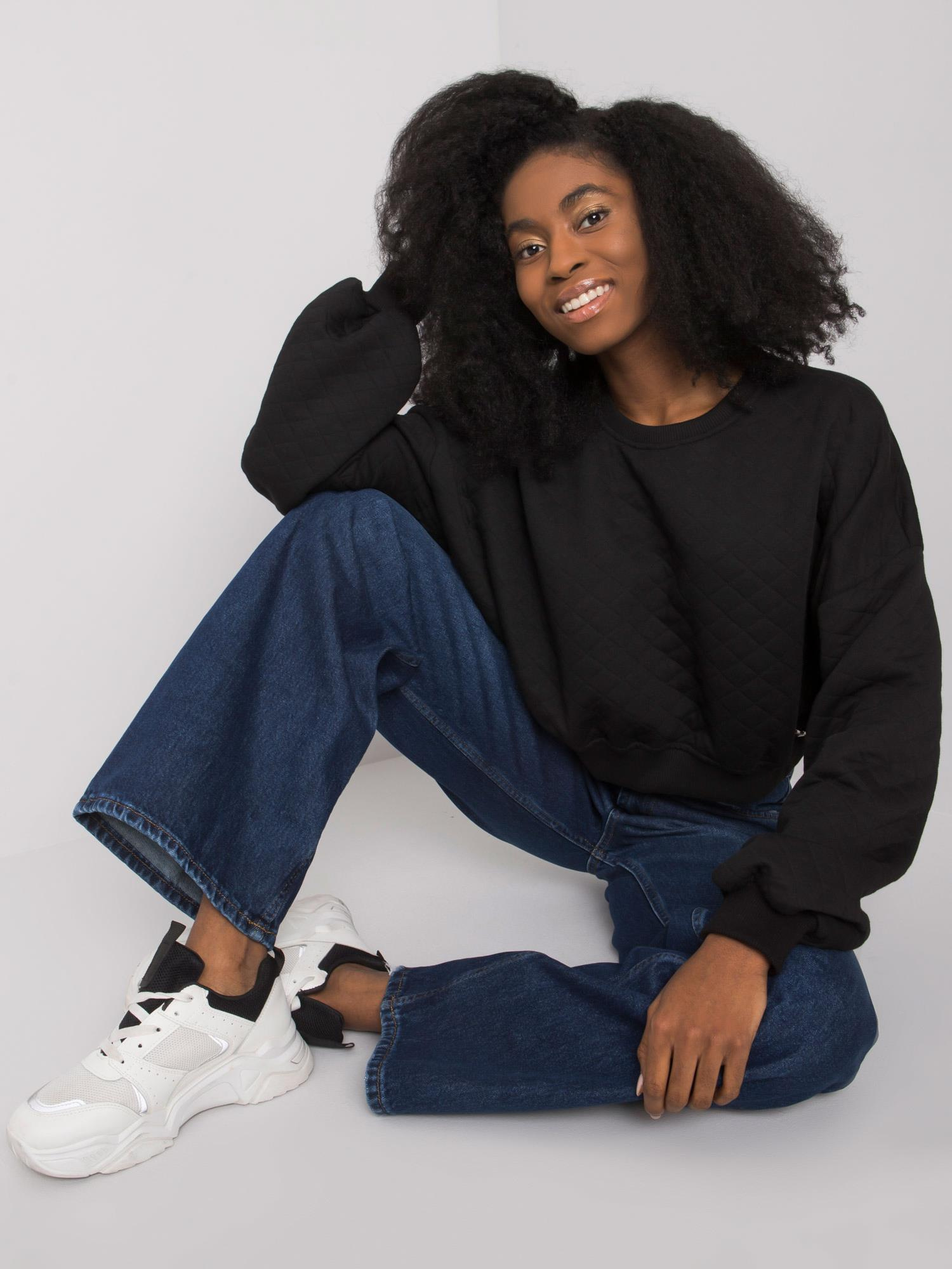 Black quilted sweatshirt Crystal.