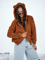 Jasnobrązowa futrzana bluza z kapturem