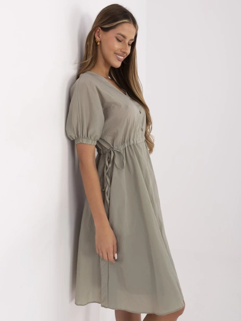Khaki ortalionowa sukienka z podszewką RUE PARIS