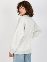 Hurtownia Jasnoszara dresowa bluza bez kaptura z haftem