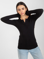 Hurtownia Czarna damska bluzka na co dzień z wiskozy