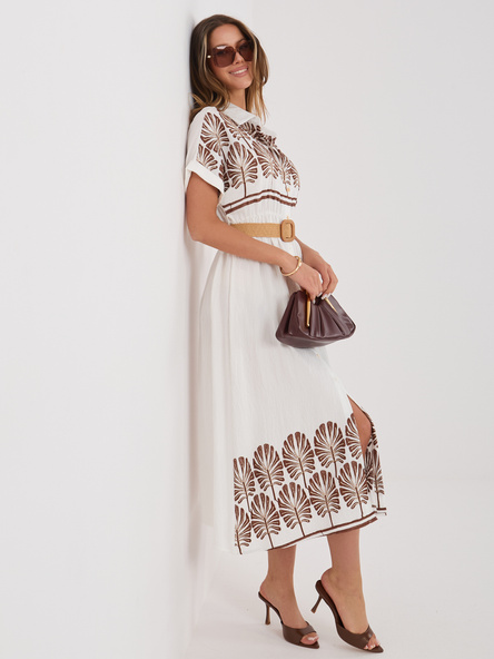 Brązowa letnia sukienka z plecionym paskiem