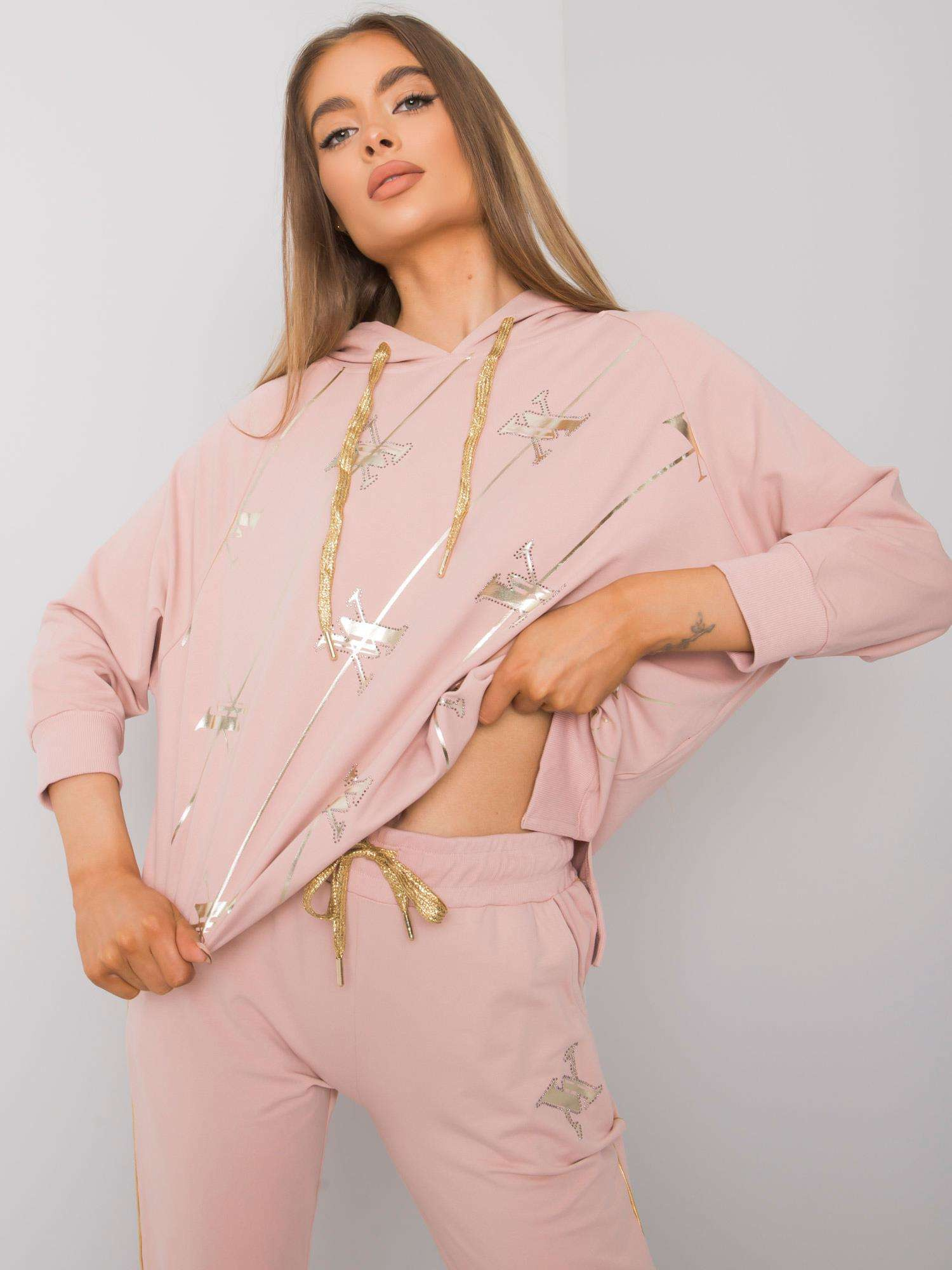Schmutzig-rosa zweiteiliges Set mit Cliffton-Druck.