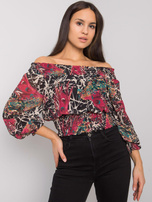 Bordeaux-beige Off-Shoulder-Bluse mit Drucken Rouen.