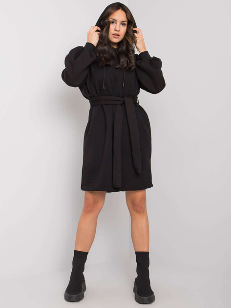 Czarna sukienka dresowa z paskiem Raella