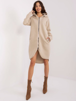 Hurt Beige long basic hoodie with zipper Tina RUE PARIS.