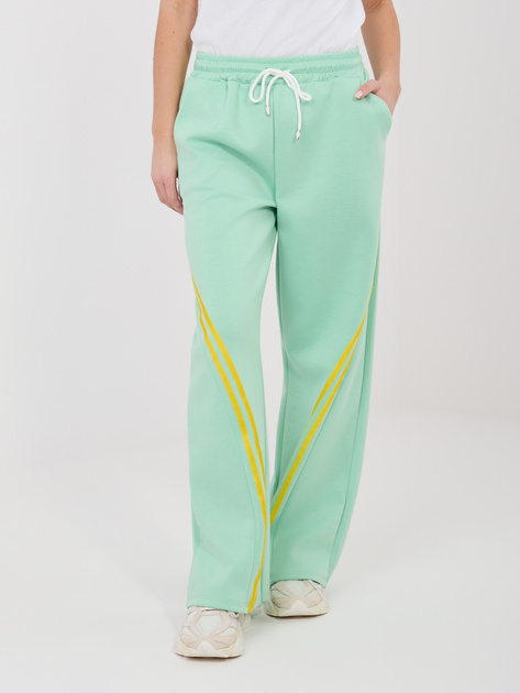 Miętowe dresowe spodnie z prostą nogawką RUE PARIS