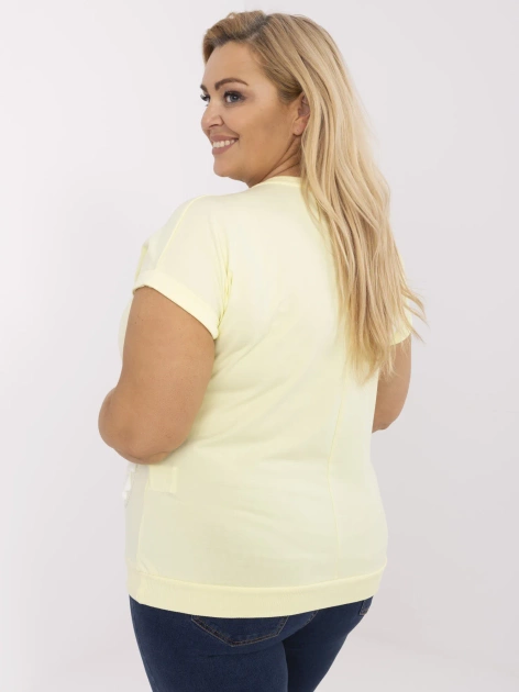 Jasnożółta bluzka plus size z okrągłym dekoltem