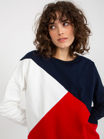 Hurt Granatowo-czerwona damska bluza basic bez kaptura