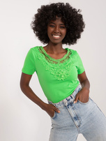Hurt Jasnozielona bluzka z koronką i cyrkoniami