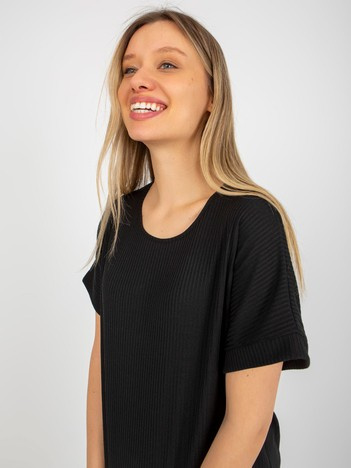 Hurt schwarze gestreifte Oversize-Bluse mit kurzen Ärmeln.