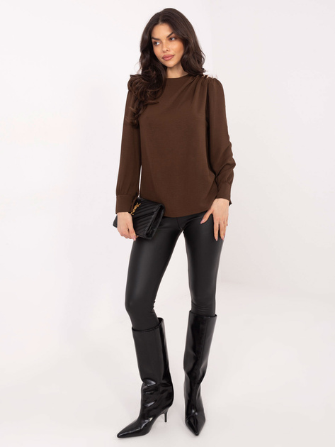 Brązowa elegancka bluzka z drapowaniem