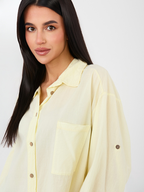 Jasnożółta asymetryczna koszula z kołnierzykiem