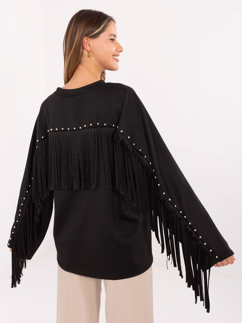 Czarna bluza oversize z frędzlami