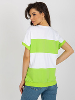 Hurt Biało-jasnozielona bluzka basic z krótkim rękawem