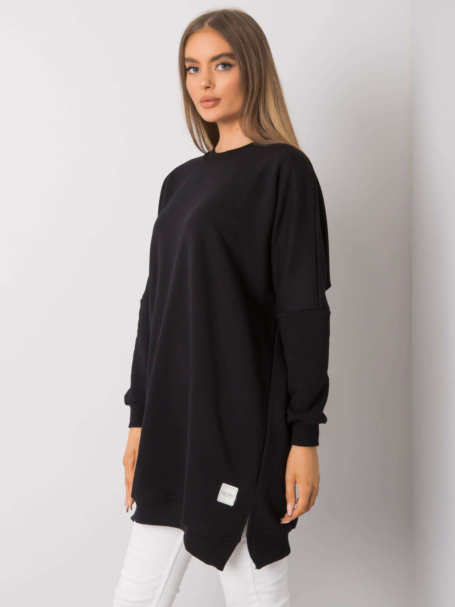 Odile RUE PARIS Black Long Sleeve Sweatshirt Dress
