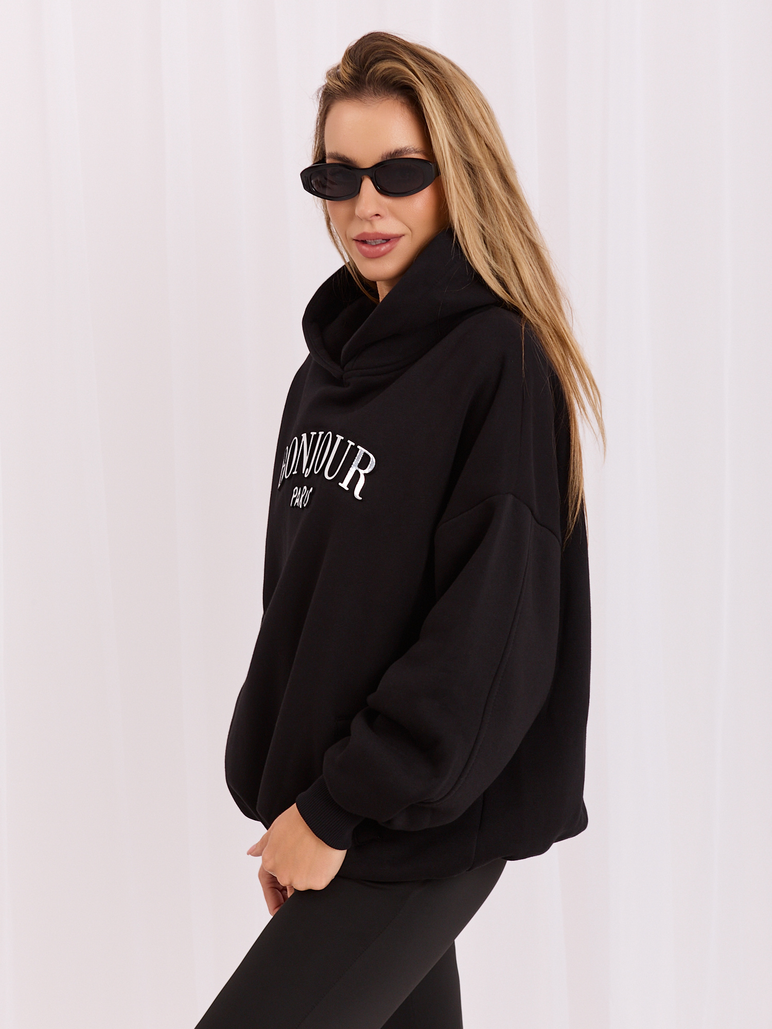 Schwarzer Hoodie mit Taschen Lille RUE PARIS.