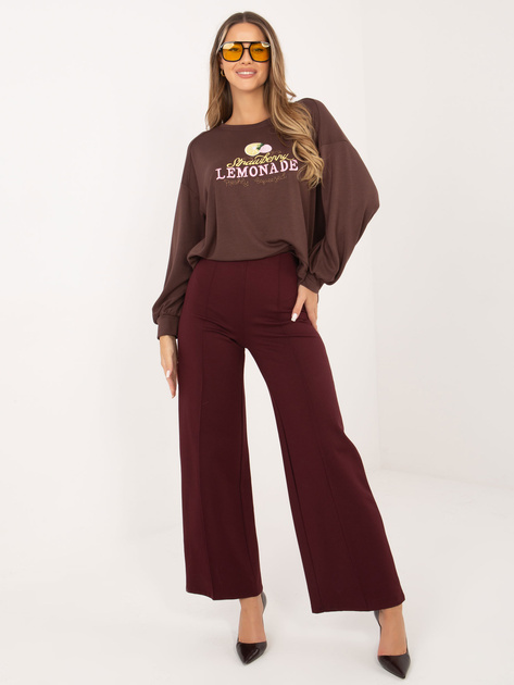 Czekoladowa bluza z haftowanym napisem RUE PARIS