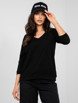 Czarna bluzka basic z krótkim rękawem RUE PARIS 