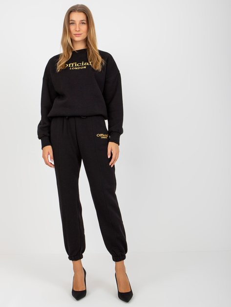 Hurt Czarny damski komplet dresowy z bluzą z napisem